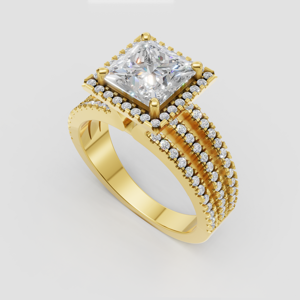 Luxury princess diamond engagement ring in gold