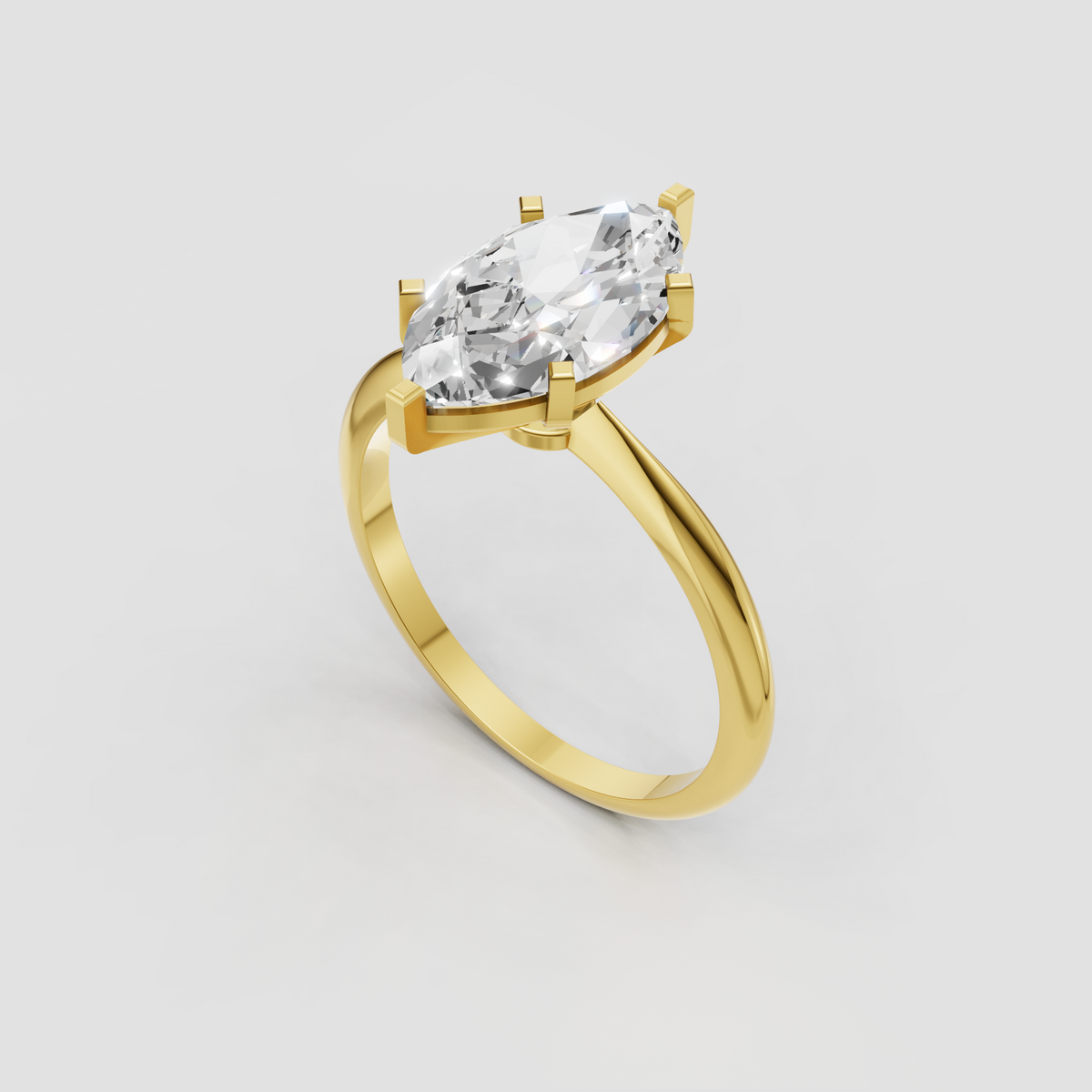 Marquise Cut Lab Grown & Moissanite Diamond Halo Engagement Ring - Image 9