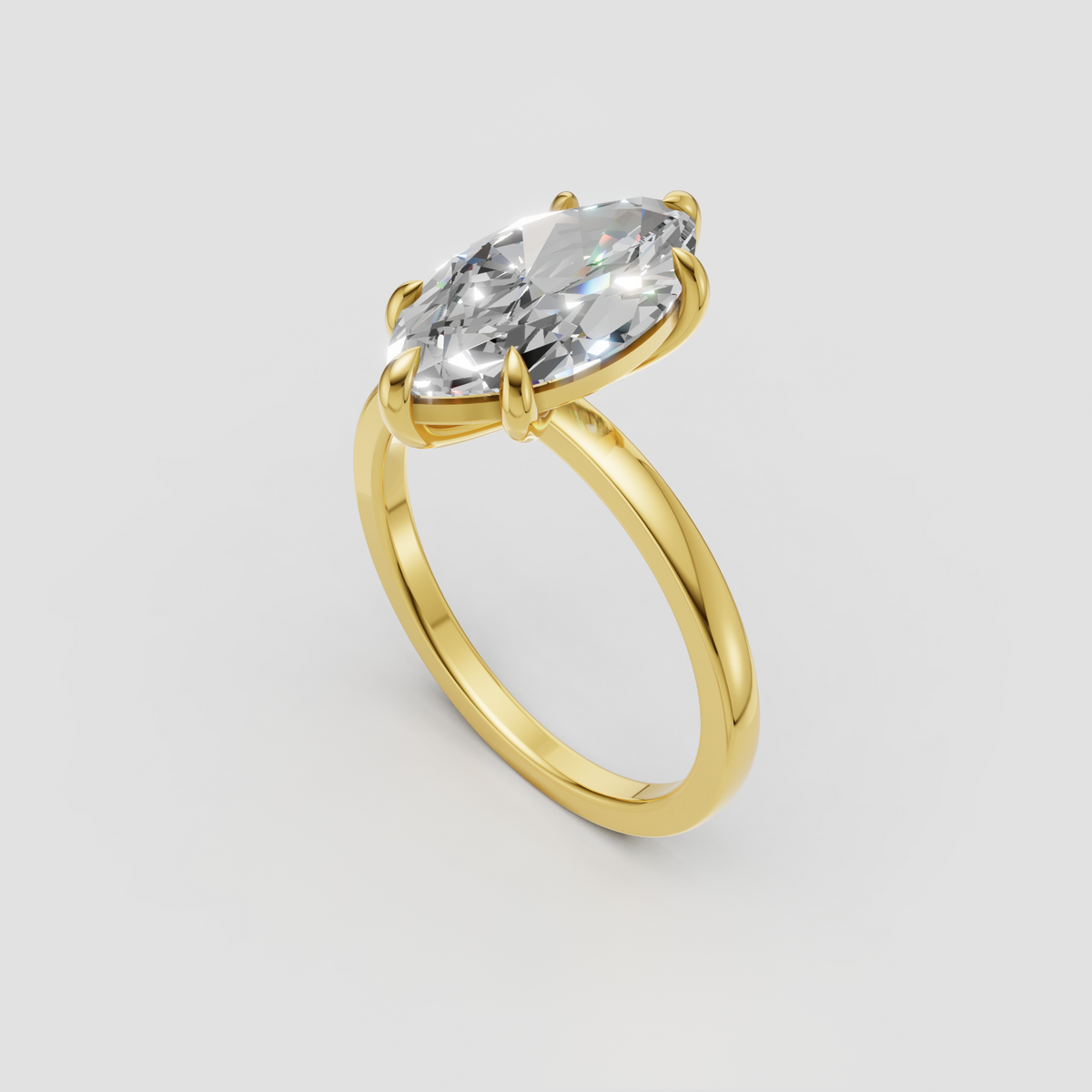 Marquise diamond engagement ring with six-prong solitaire setting