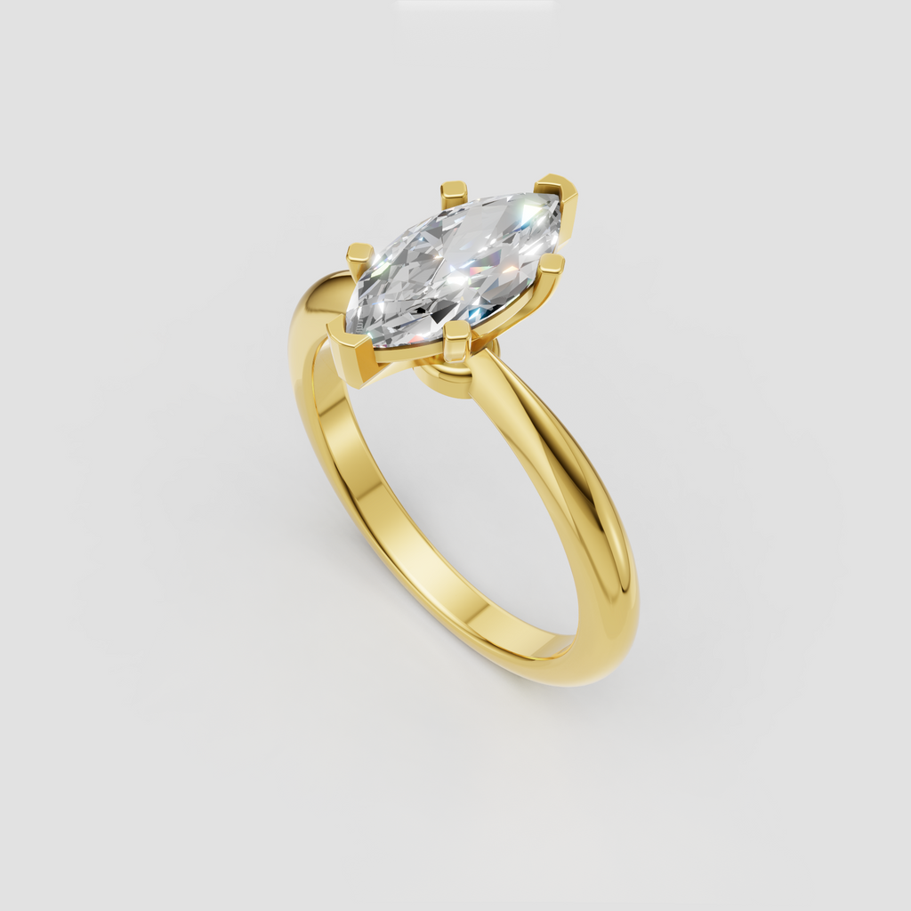Marquise diamond engagement ring with six-prong solitaire setting