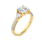 Three Stone Lab Diamond Engagement Ring With Trillion Side Stones