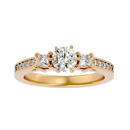 Round Lab & Moissanite Grown Diamond Three Stone Engagement Ring
