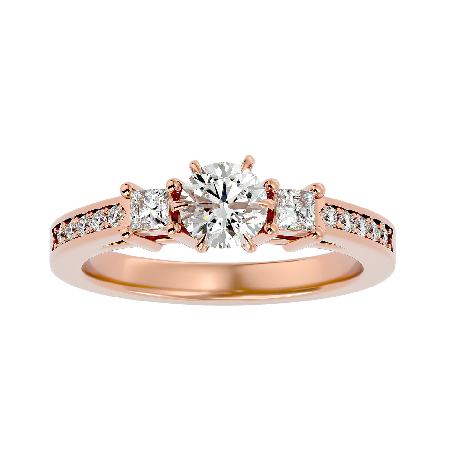 Round Lab & Moissanite Grown Diamond Three Stone Engagement Ring