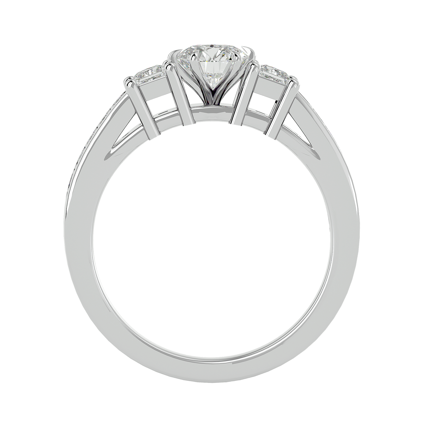 Round Lab & Moissanite Grown Diamond Three Stone Engagement Ring