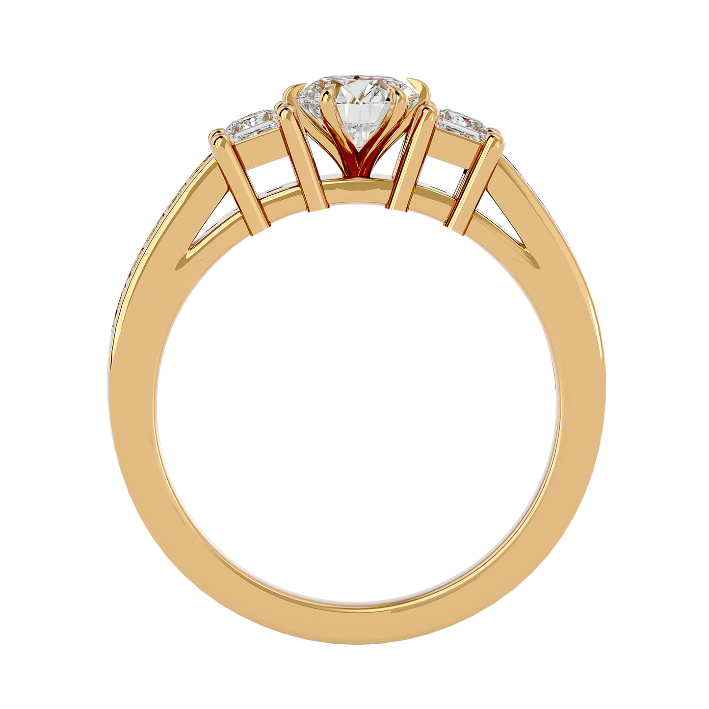 Round Lab & Moissanite Grown Diamond Three Stone Engagement Ring