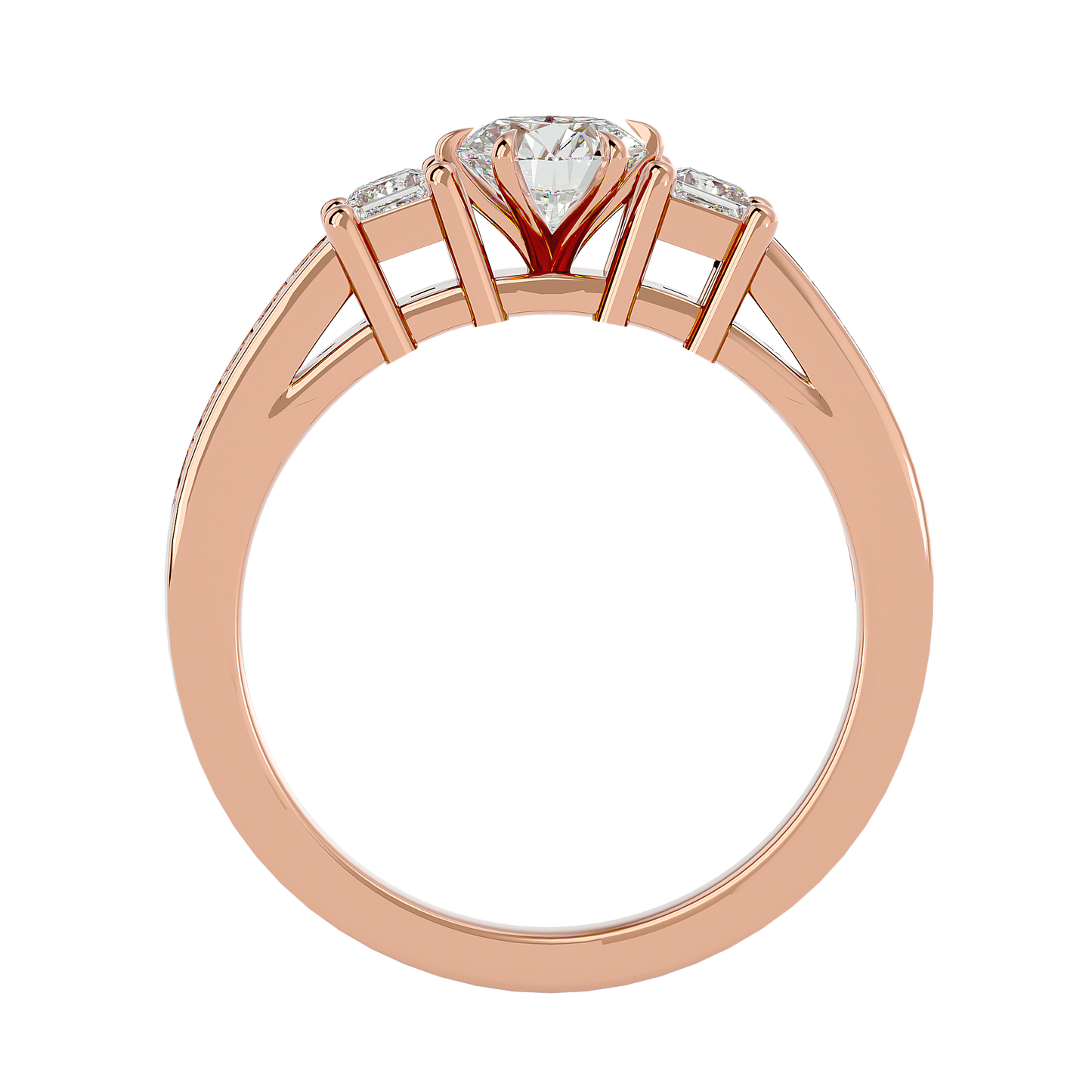 Round Lab & Moissanite Grown Diamond Three Stone Engagement Ring