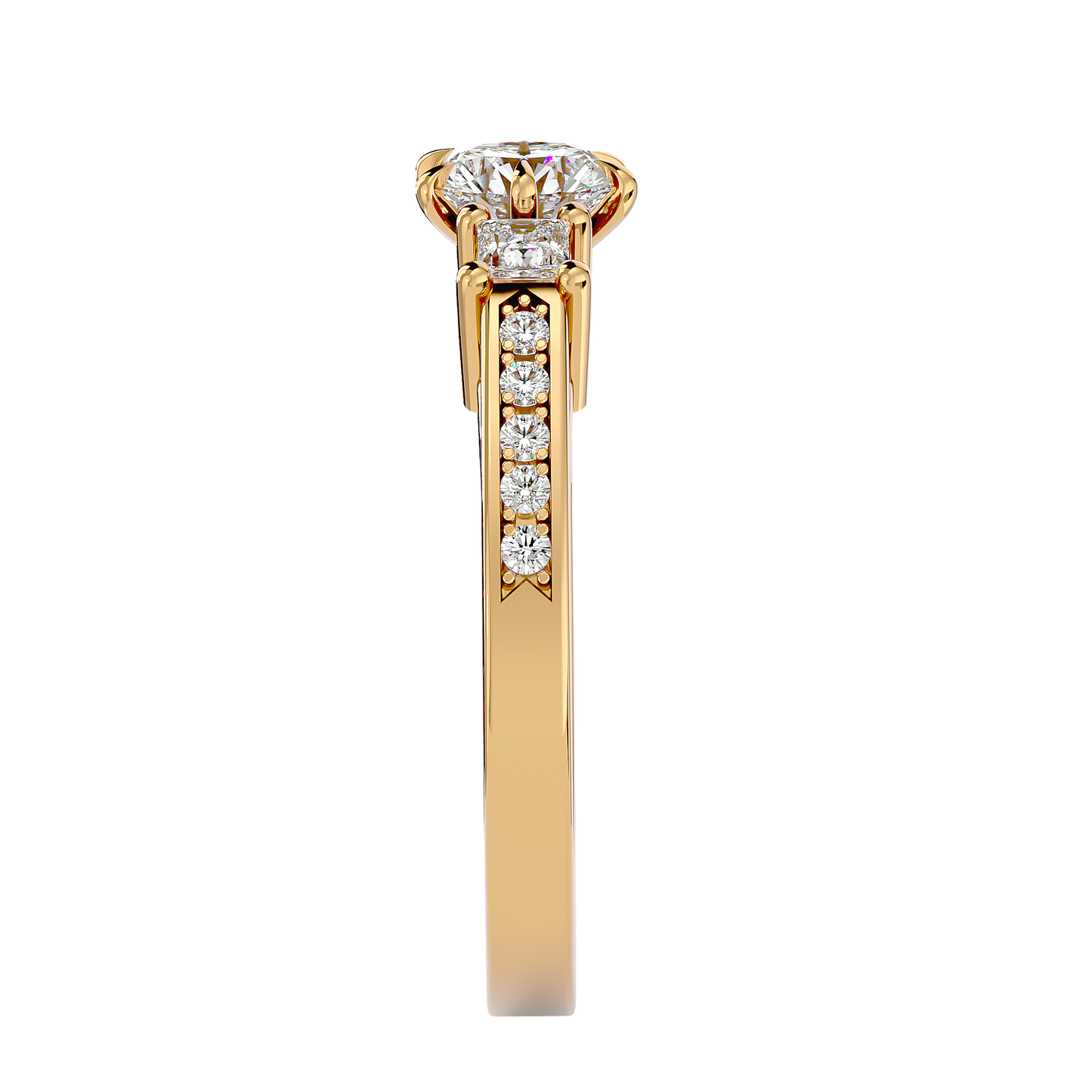 Round Lab & Moissanite Grown Diamond Three Stone Engagement Ring