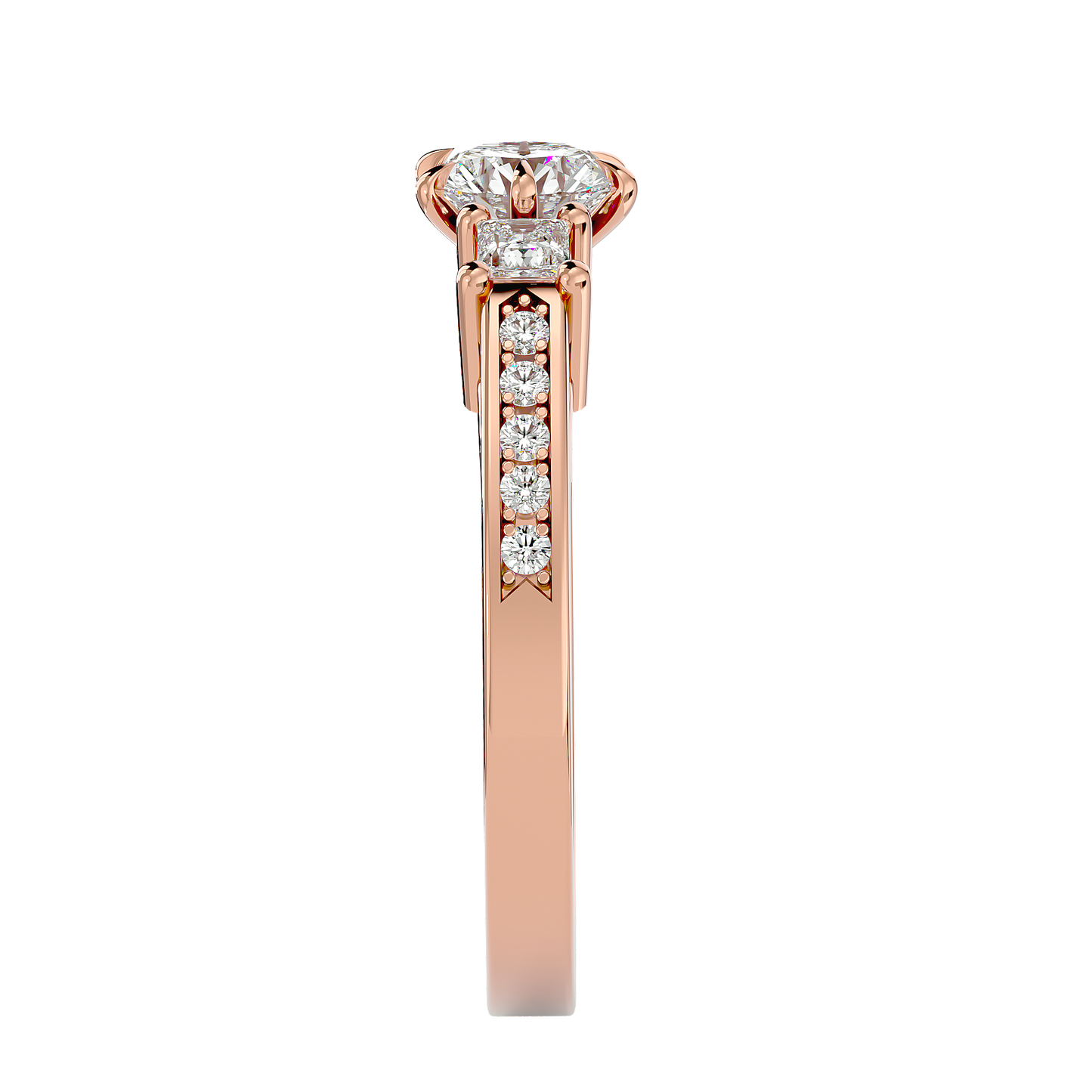 Round Lab & Moissanite Grown Diamond Three Stone Engagement Ring