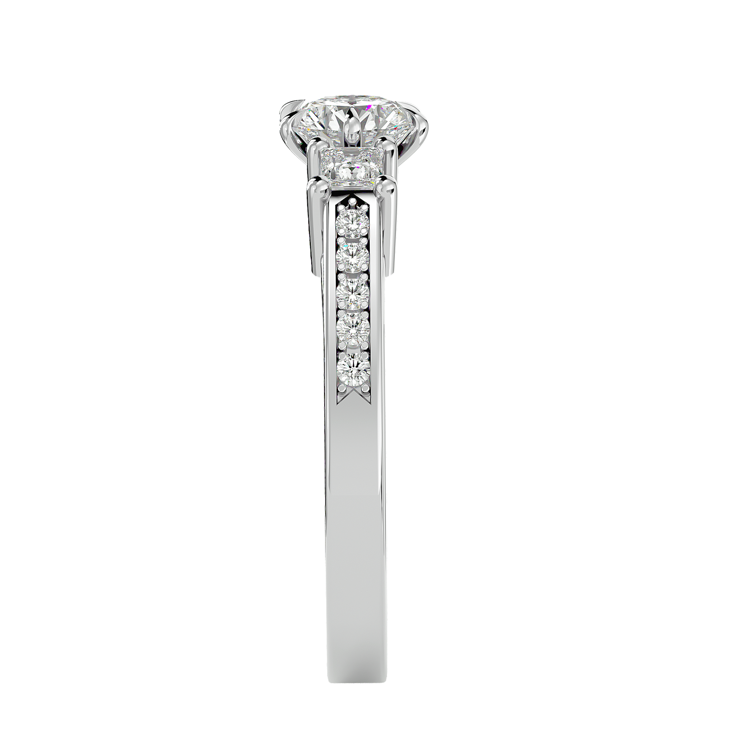 Round Lab & Moissanite Grown Diamond Three Stone Engagement Ring