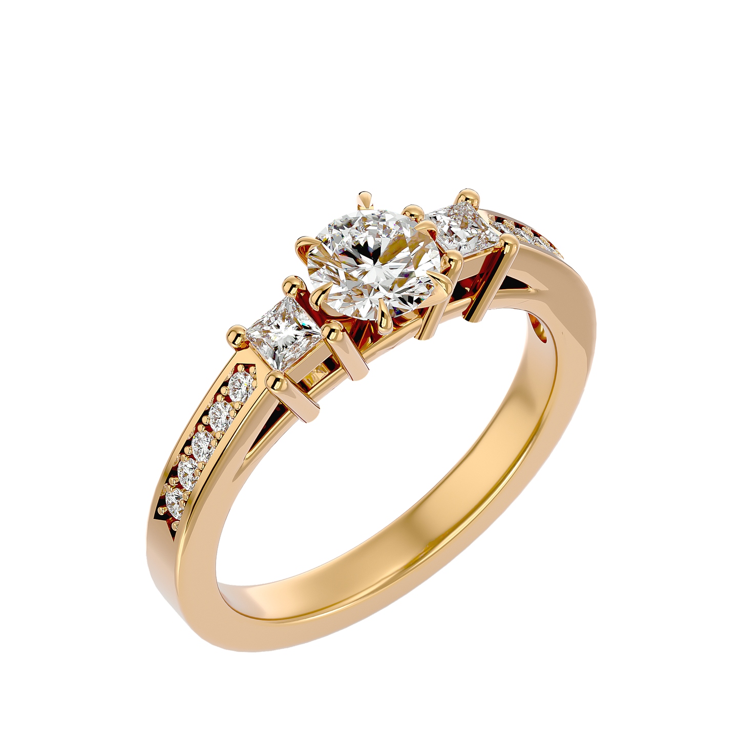 Round Lab & Moissanite Grown Diamond Three Stone Engagement Ring