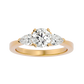 Three Stone Lab / Moissanite Diamond With Pear Side Stones Ring