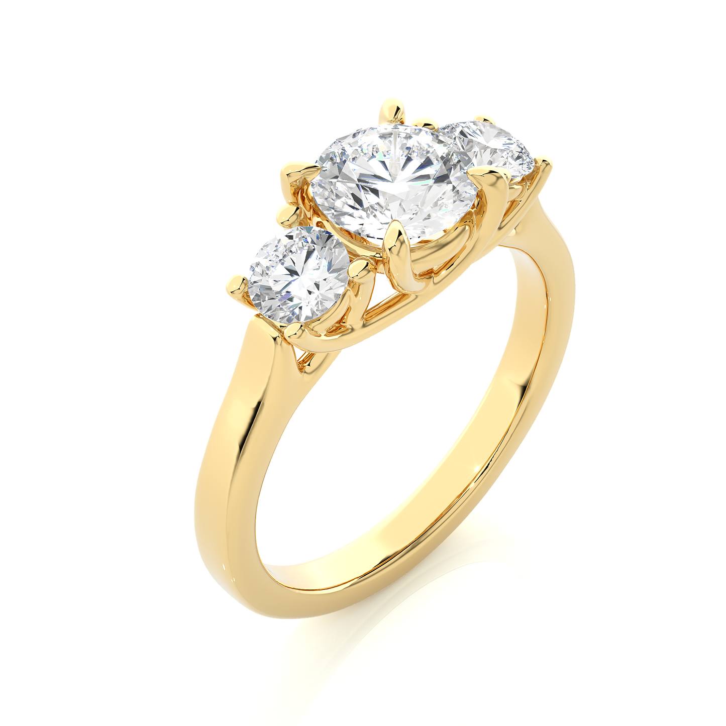 Round Lab Grown Diamond Three Stone Ring