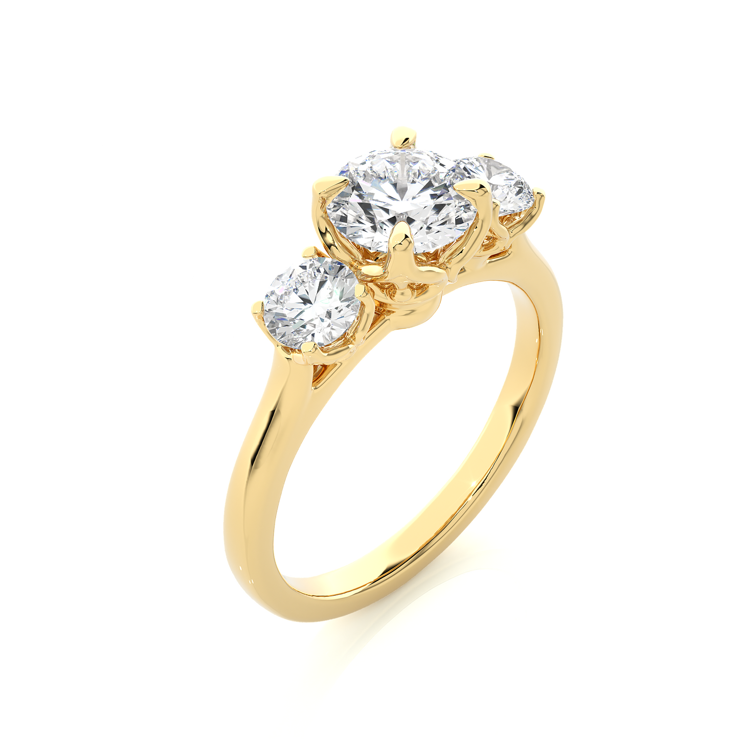 Round Diamond Three Stone Engagement Ring