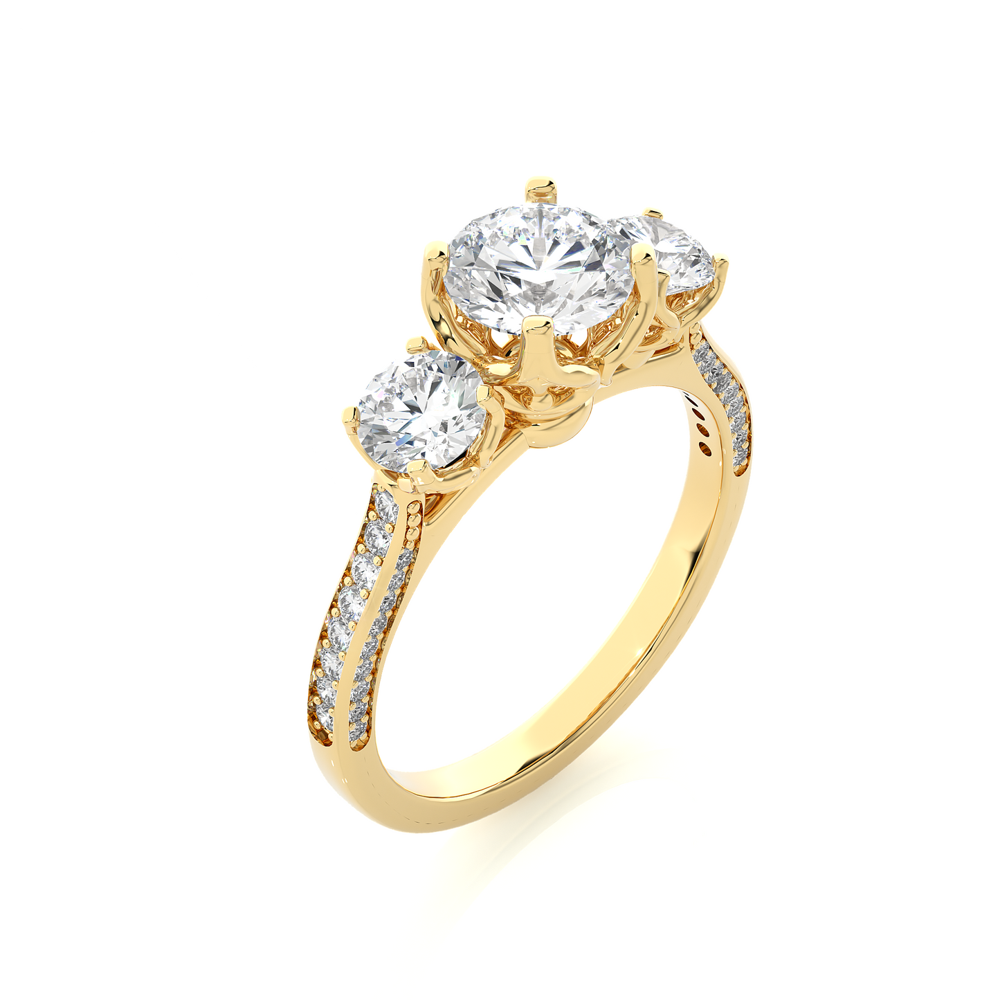 Lab Grown / Moissanite Diamond Three Stone Engagement Ring