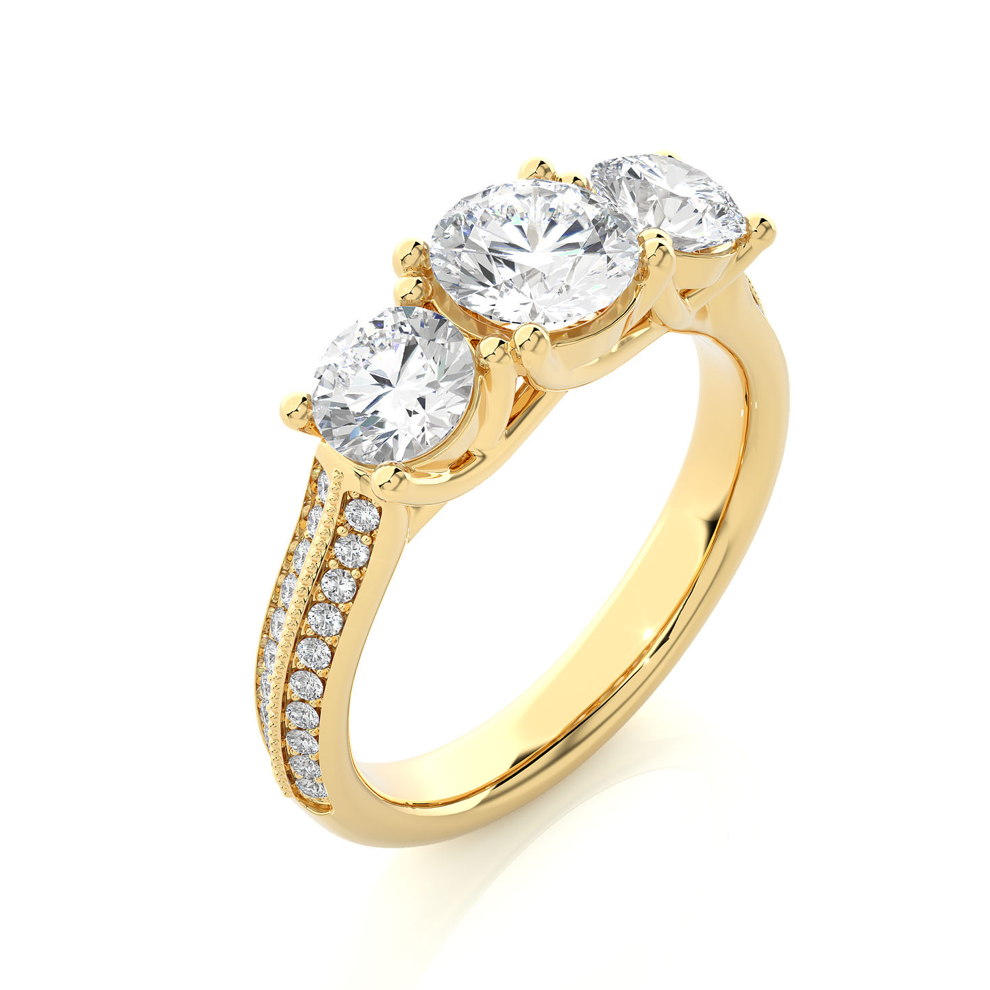 Round Three Stone Lab Grown / Moissanite Diamond Ring