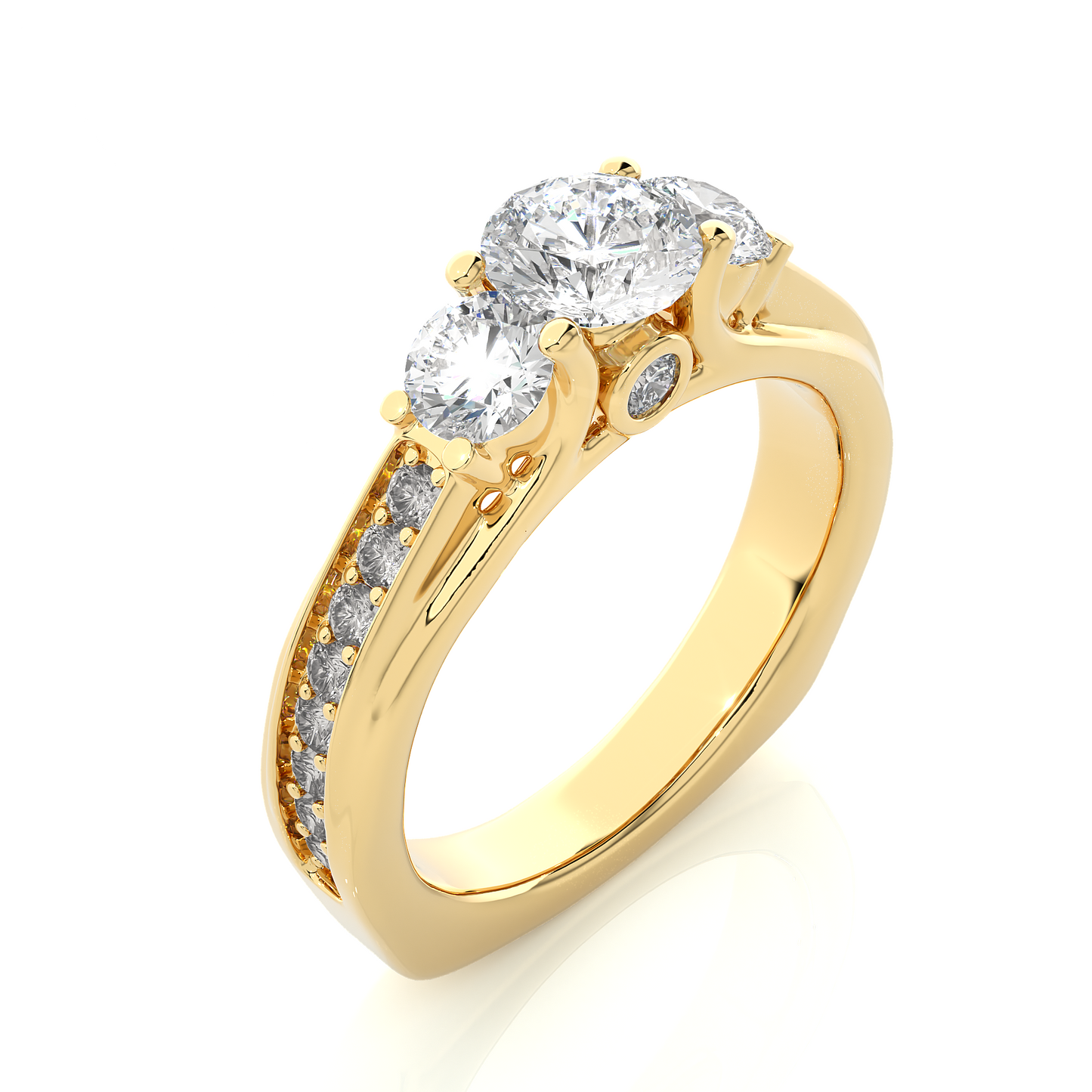 Three Stone Lab Grown Diamond Engagement Ring