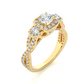 Lab & Moissanite Diamond Halo Three Stone Engagement Ring
