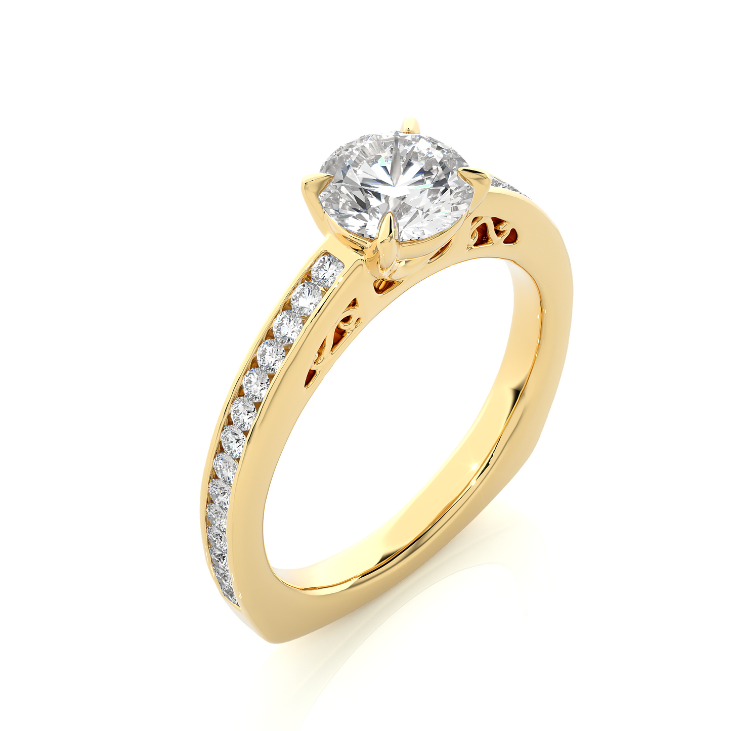 Round Cut Lab / Moissanite Diamond Engagement Ring