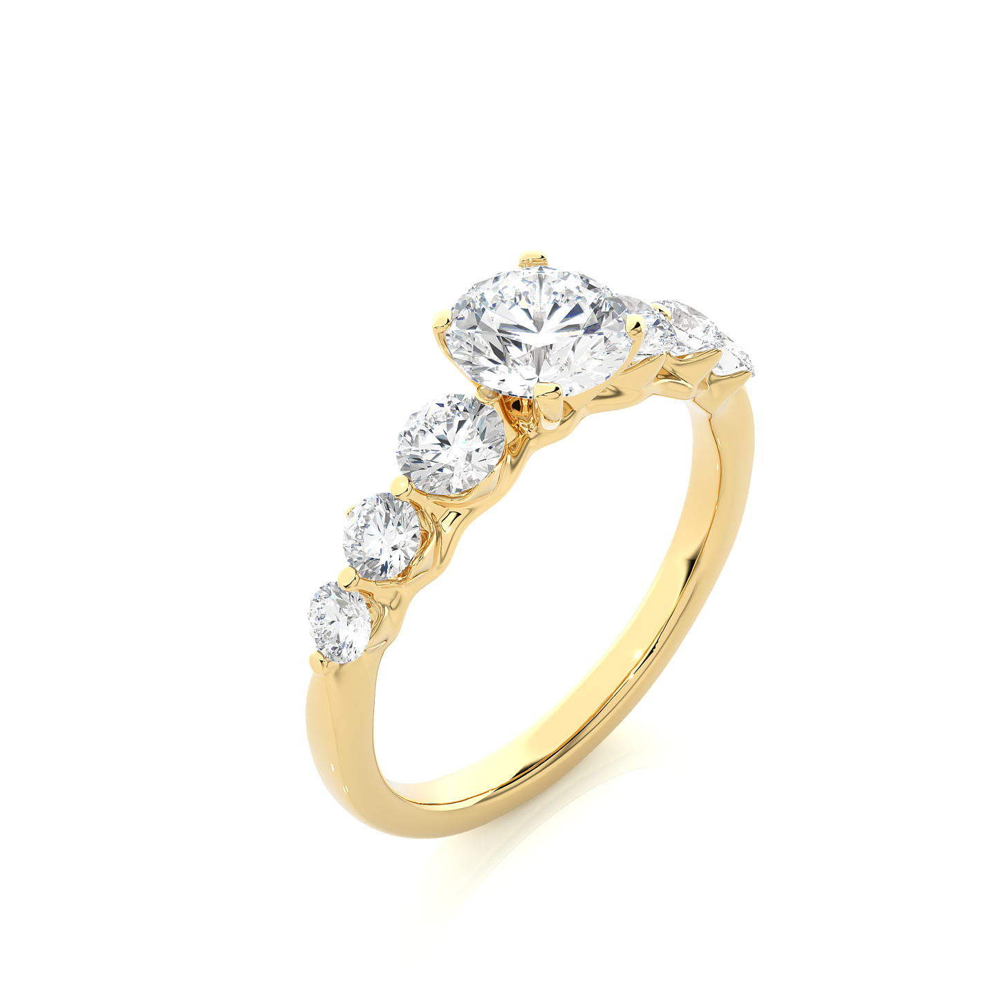 Vermeil Round Moissanite Diamond Five Stone Ring