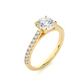 Vermeil Round Moissanite Diamond Pavé Solitaire Luxury Engagement Ring