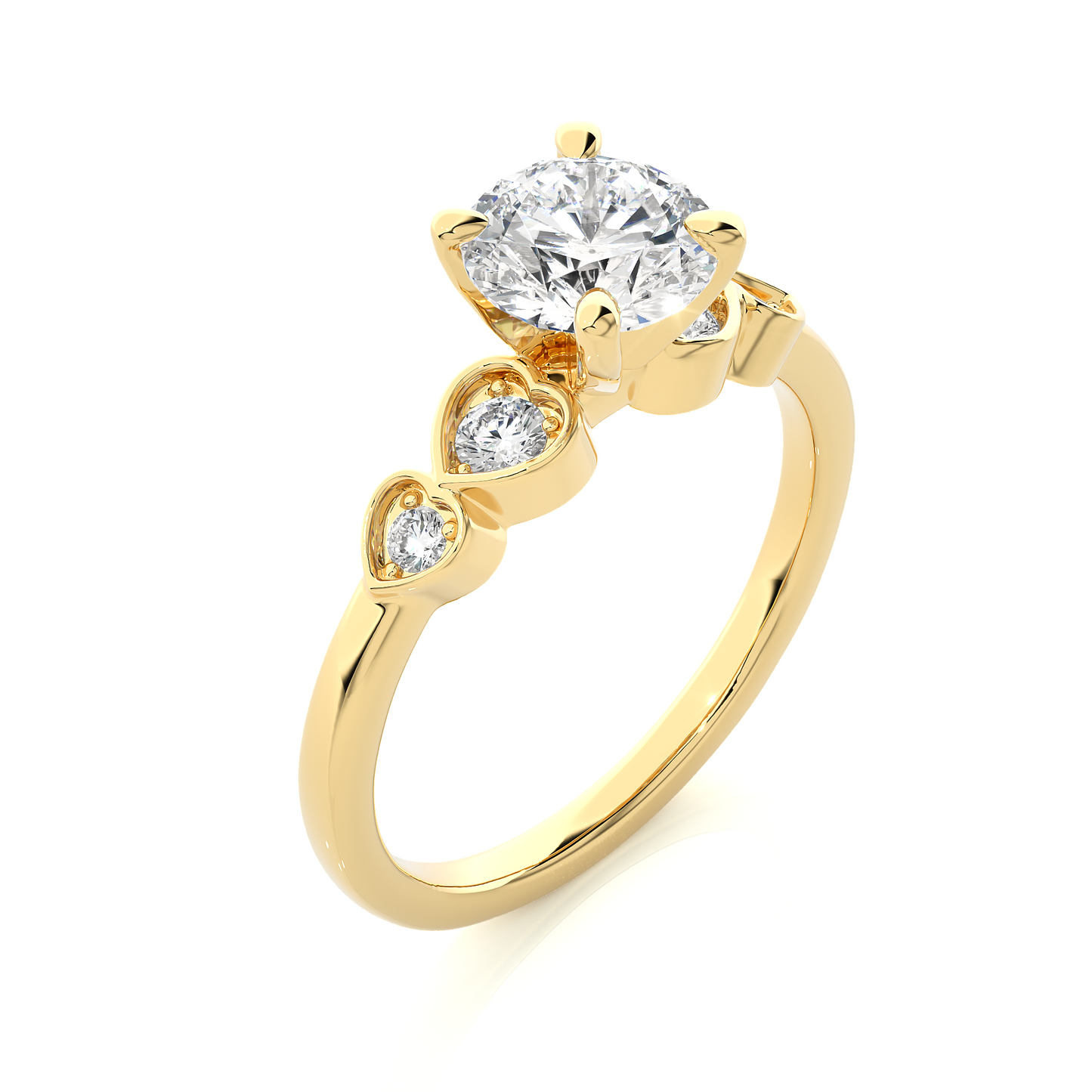 Round Cut Moissanite / Lab Diamond Vermeil Engagement Ring