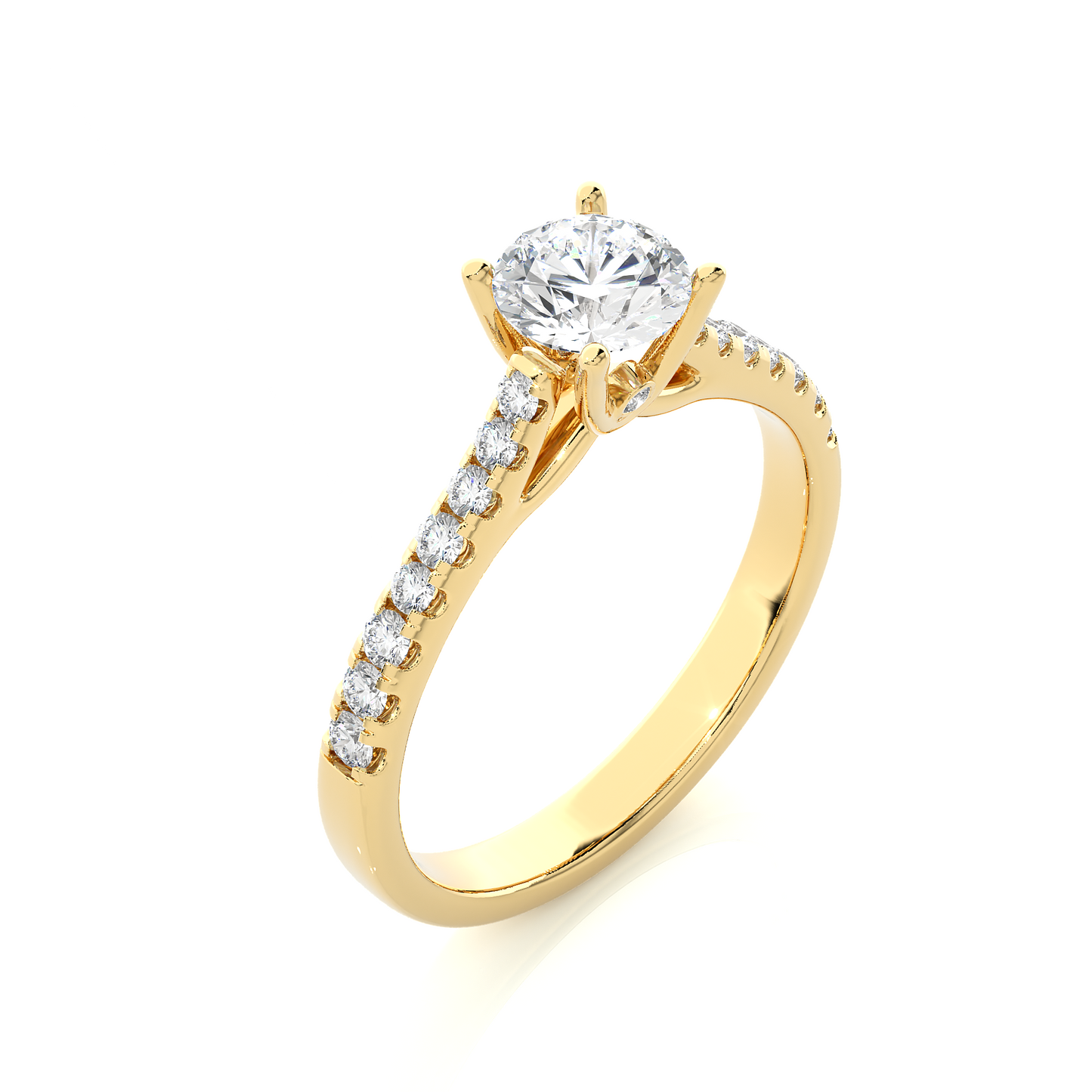 Classic Pavé Moissanite Lab Diamond Vermeil Engagement Ring