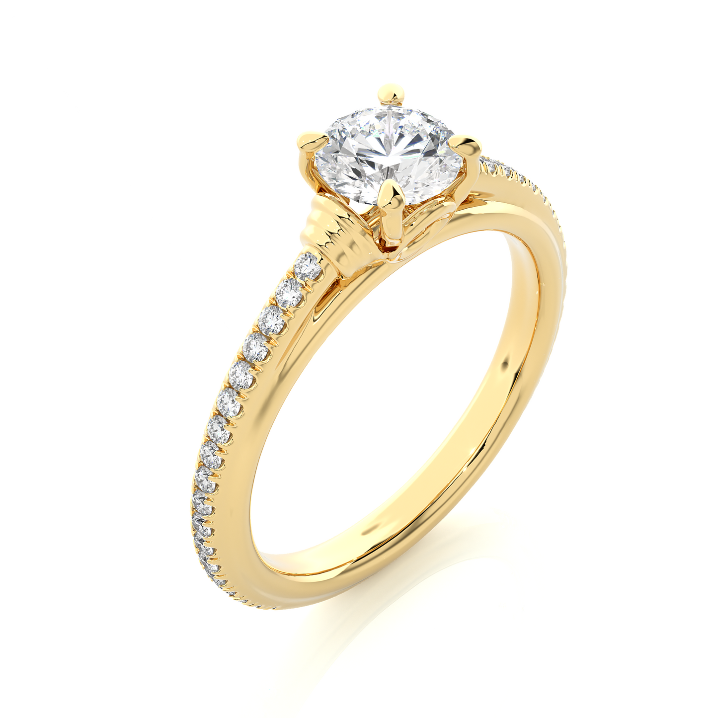 Classic Vermeil Moissanite Lab Diamond Engagement Ring