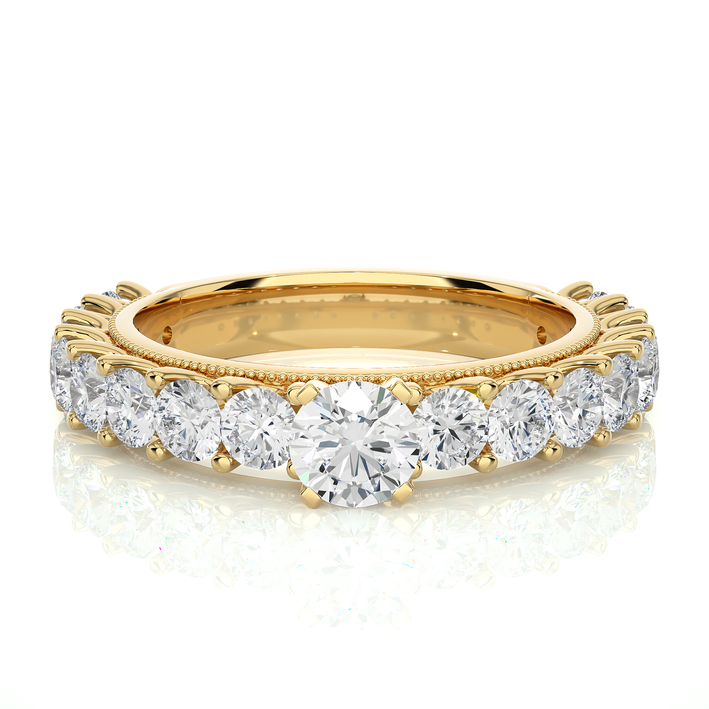 Vermeil Round Moissanite Lab Diamond Eternity Engagement Ring