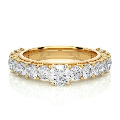 Vermeil Round Moissanite Lab Diamond Eternity Engagement Ring
