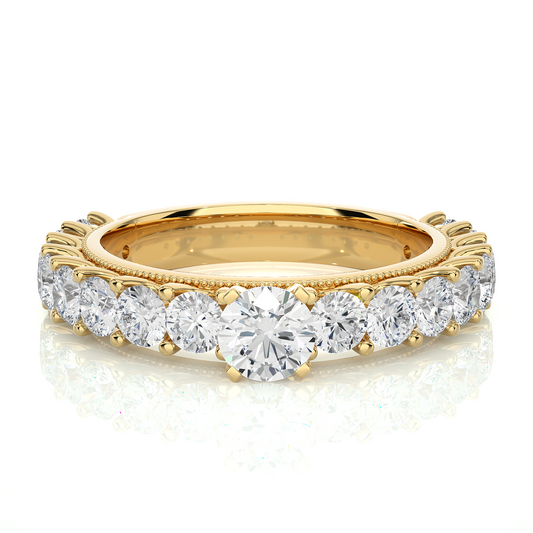 Vermeil Round Moissanite Lab Diamond Eternity Engagement Ring
