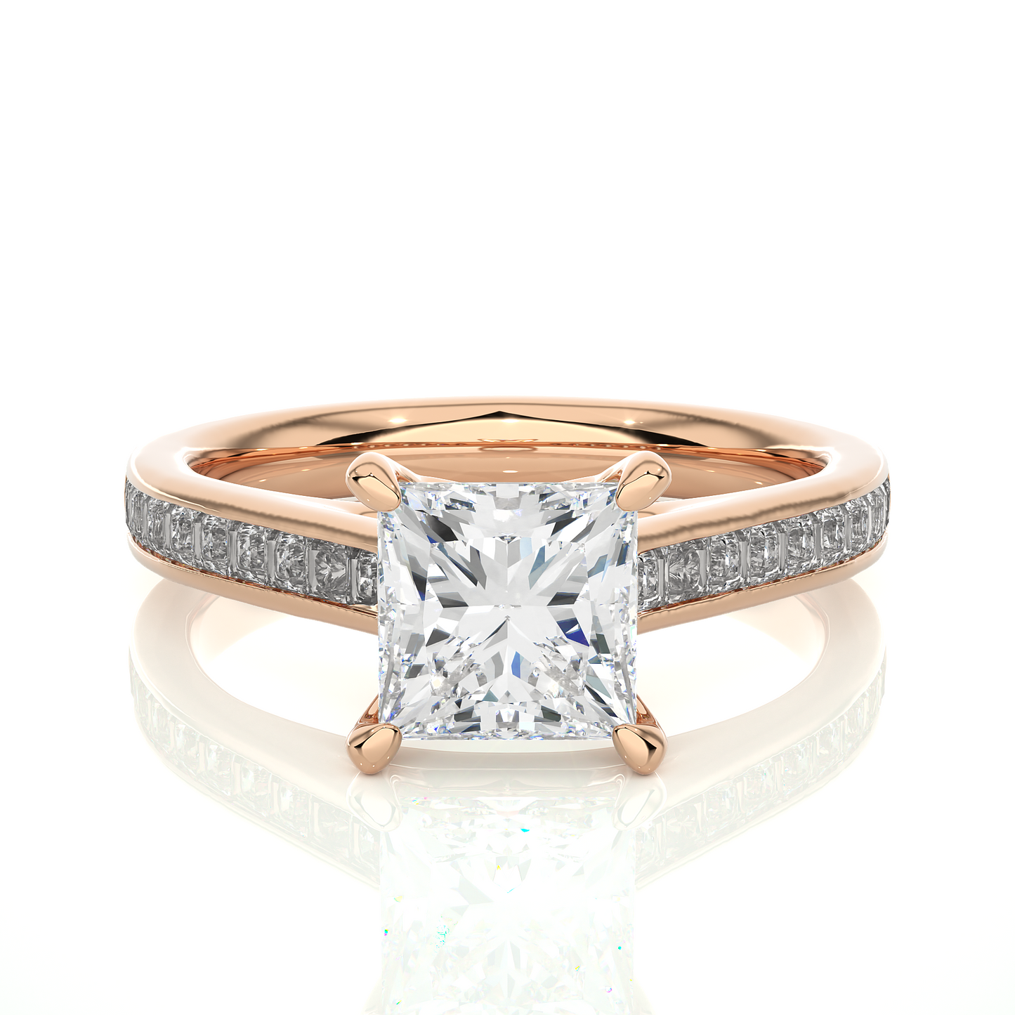 Princess Cut Lab / Moissanite Diamond Engagement Ring