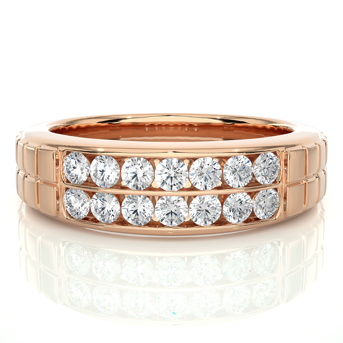 Men’s Lab Diamond Double Row Wedding Band