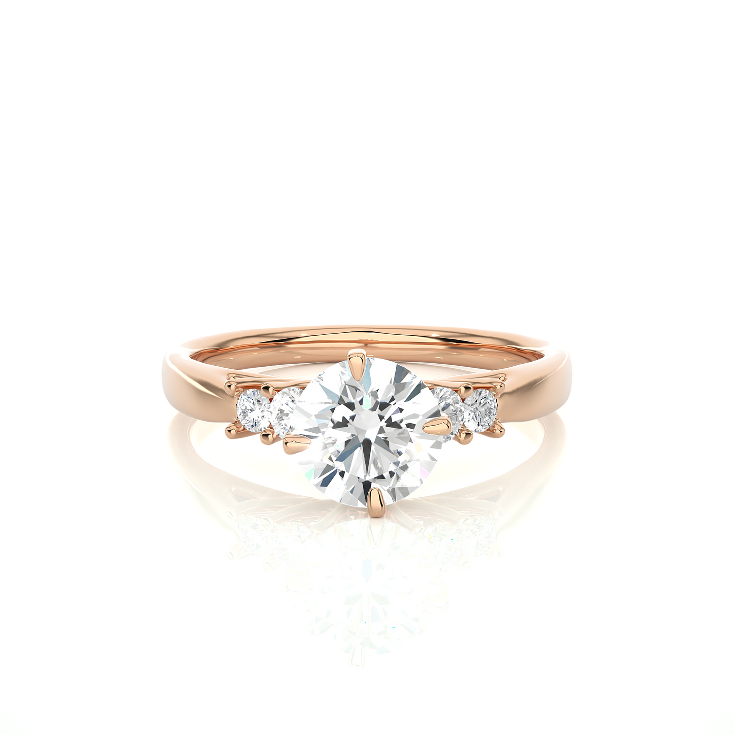 Three Stone Moissanite Lab Diamond Vermeil Ring