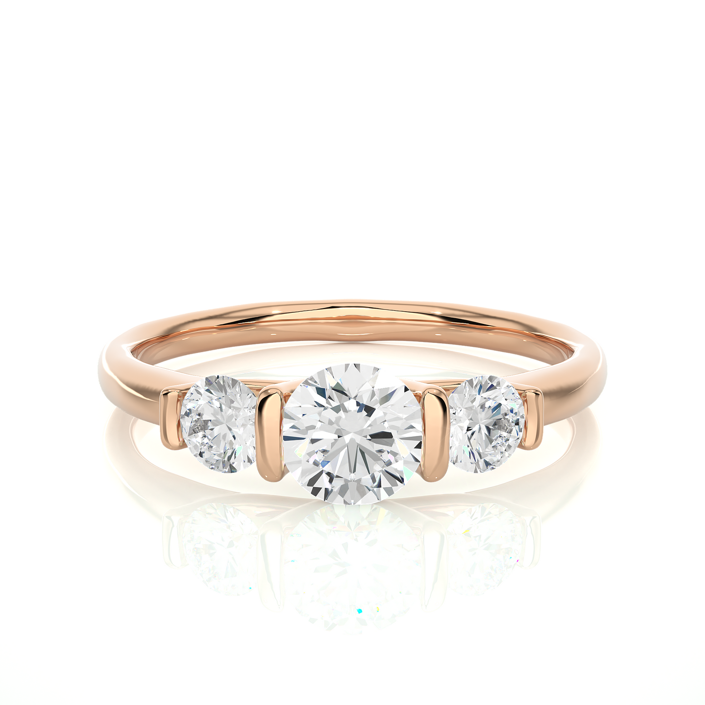 Lab Grown / Moissanite Diamond Three Stone Engagement Ring
