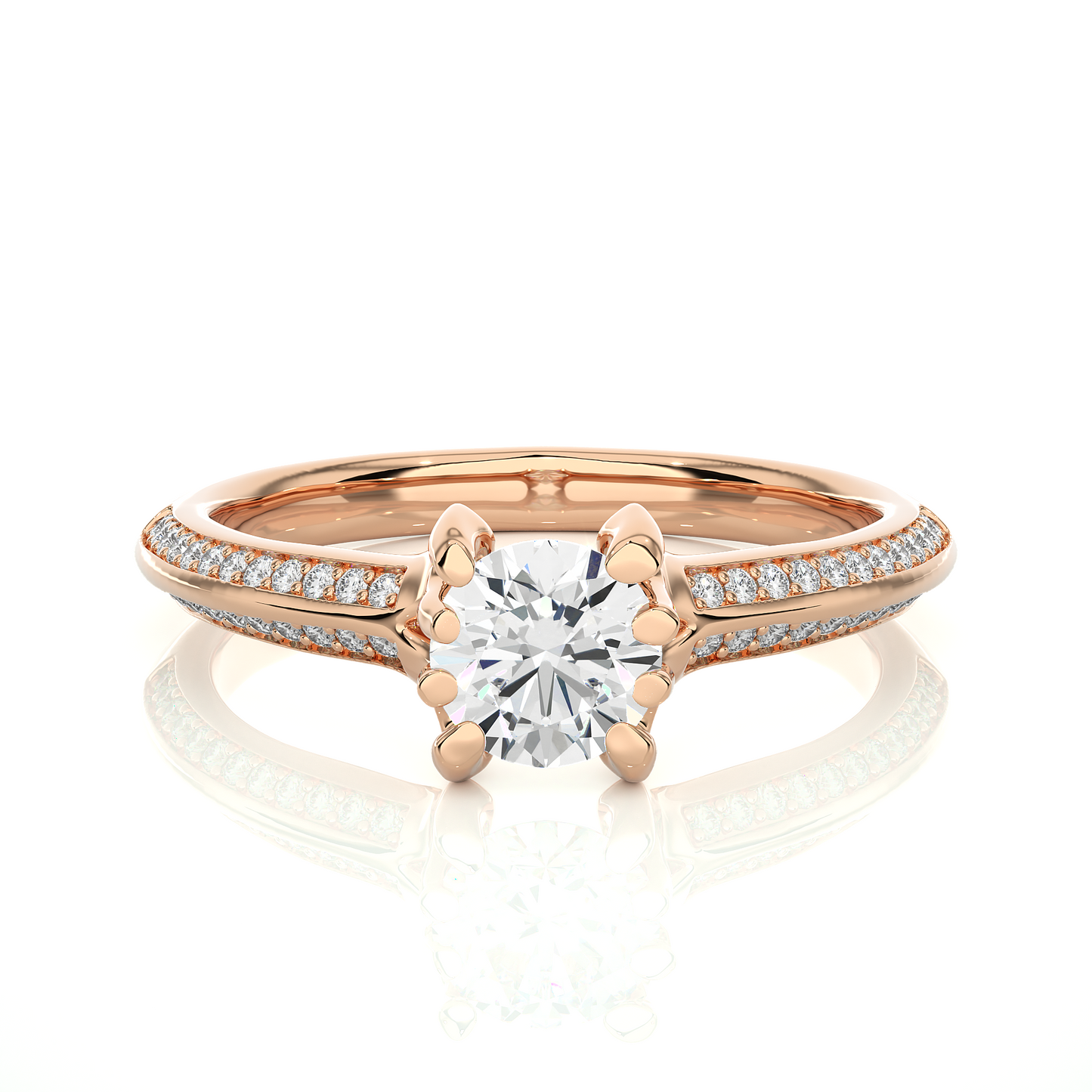 Elegant Radiance Round Cut Moissanite Vermeil Engagement Ring