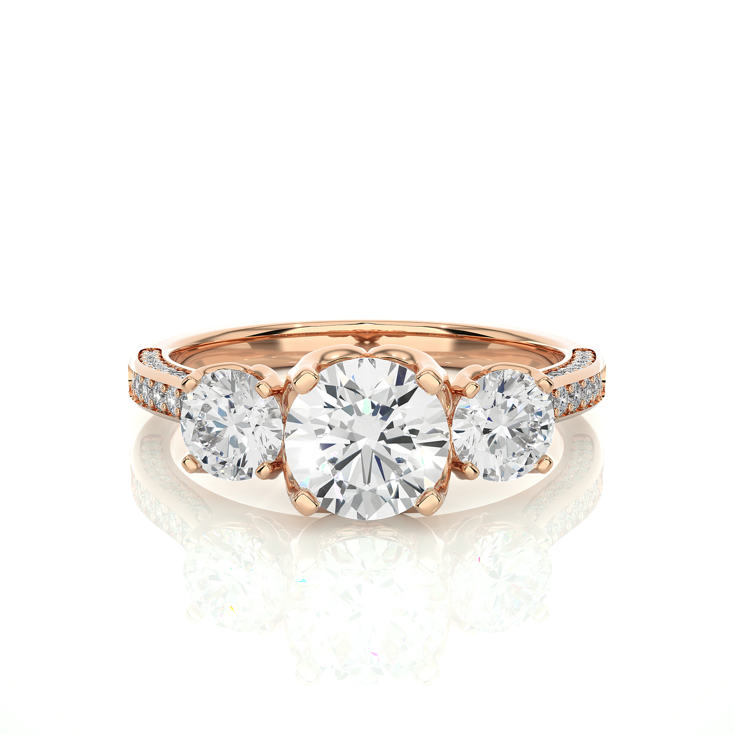 Lab Grown / Moissanite Diamond Three Stone Engagement Ring