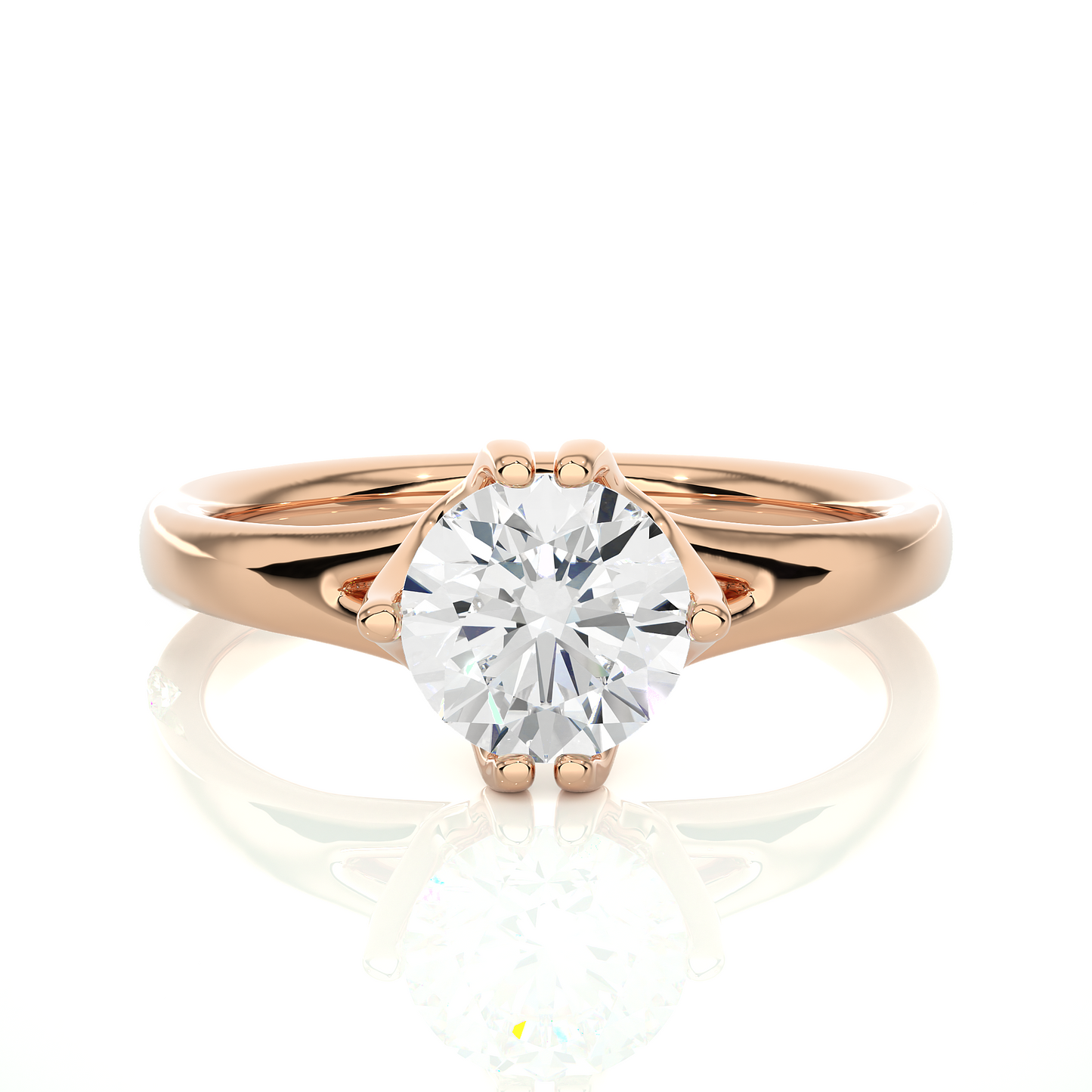 Classic Round Solitaire Vermeil Lab Moissanite Engagement Ring