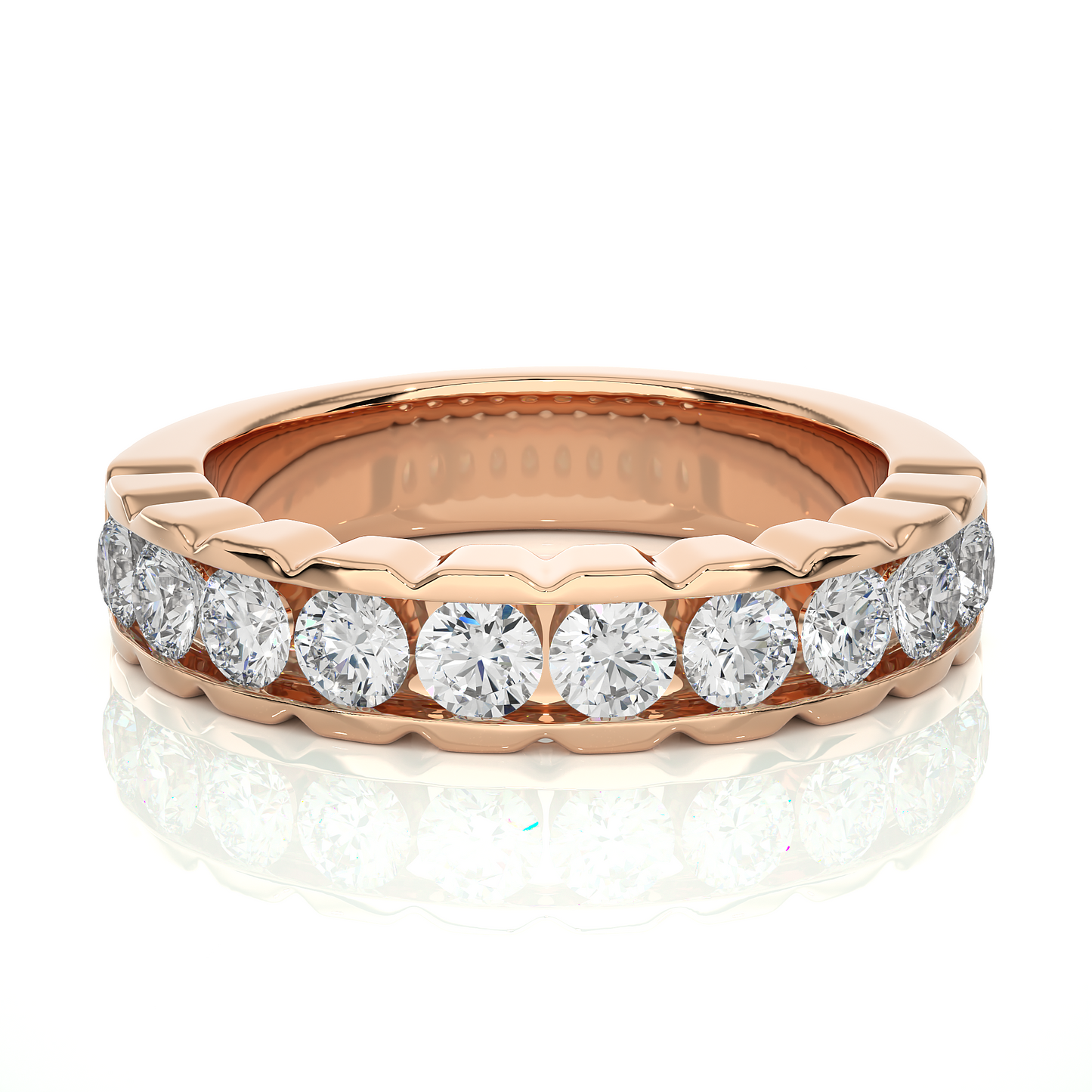 Scalloped Round Eternity Wedding Band Gold Vermeil Ring