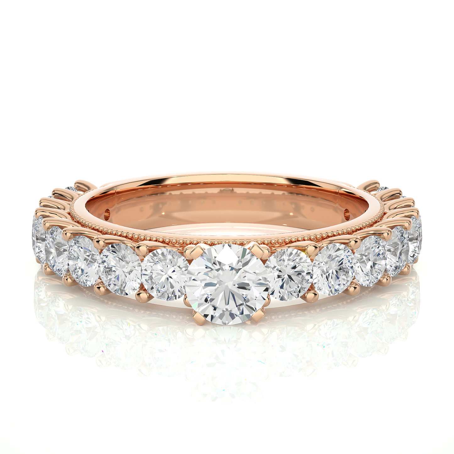 Vermeil Round Moissanite Lab Diamond Eternity Engagement Ring