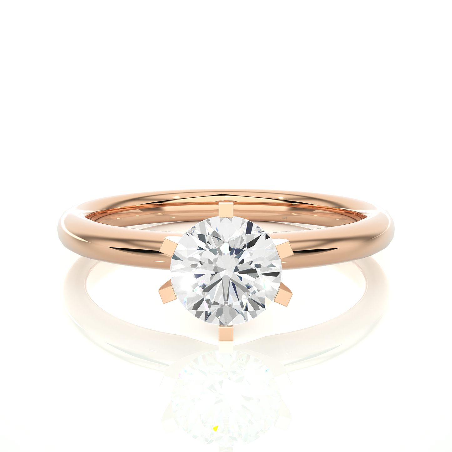 Round Solitaire Vermeil Moissanite Lab Diamond Engagement Ring
