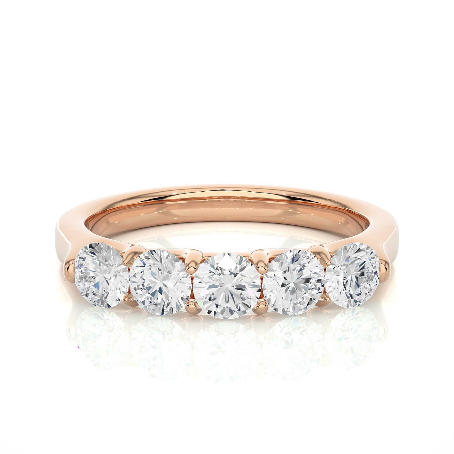 Lab Grown Moissanite Five Stone Wedding Band Ring