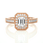 Emerald Cut Halo Vermeil Moissanite Lab Diamond Ring
