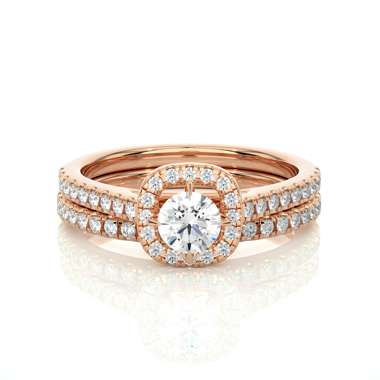 Vermeil Round Moissanite Diamond Halo Engagement Ring