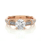 Vintage Round Baguette Moissanite Lab Diamond Vermeil Ring