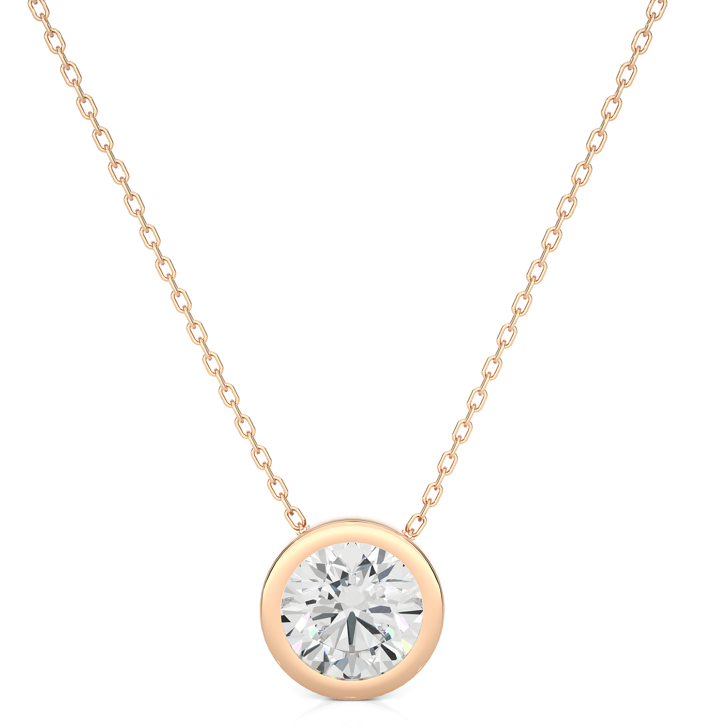 Vermeil Gold Bezel Round Moissanite / Lab Grown Diamond Pendant