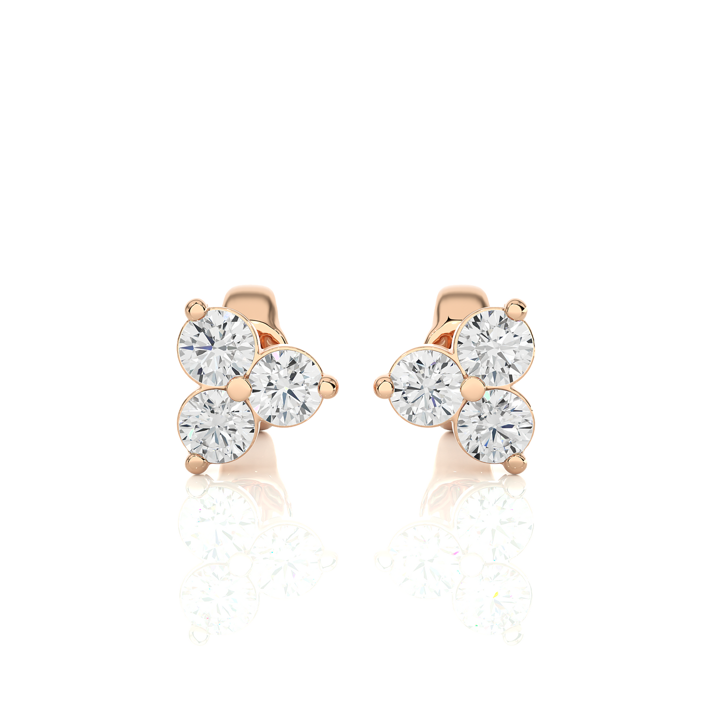 Vermeil Gold Floral Cluster Moissanite Diamond Luxury Stud Earrings