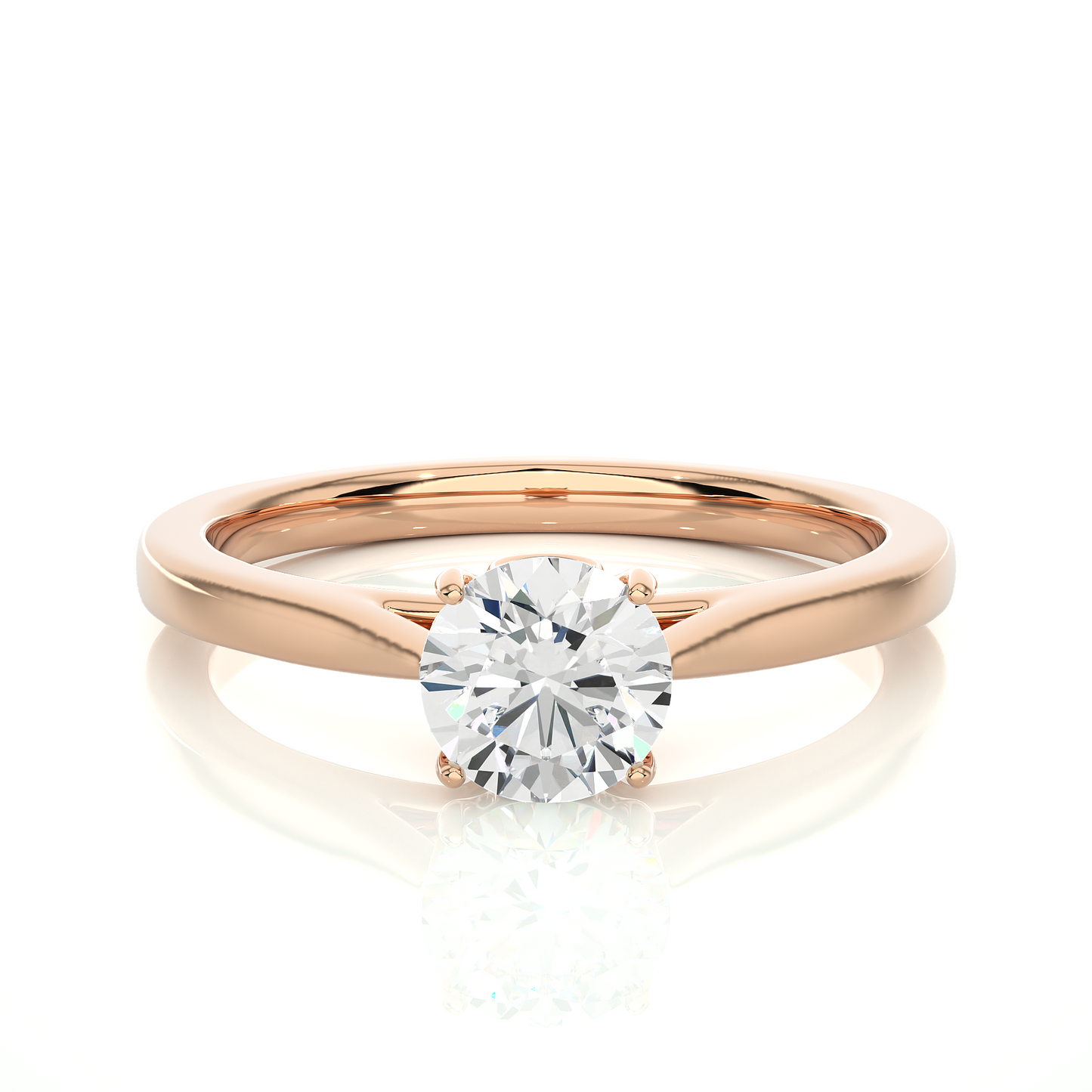 Elegant Vermeil Round Solitaire Moissanite Lab Diamond Ring