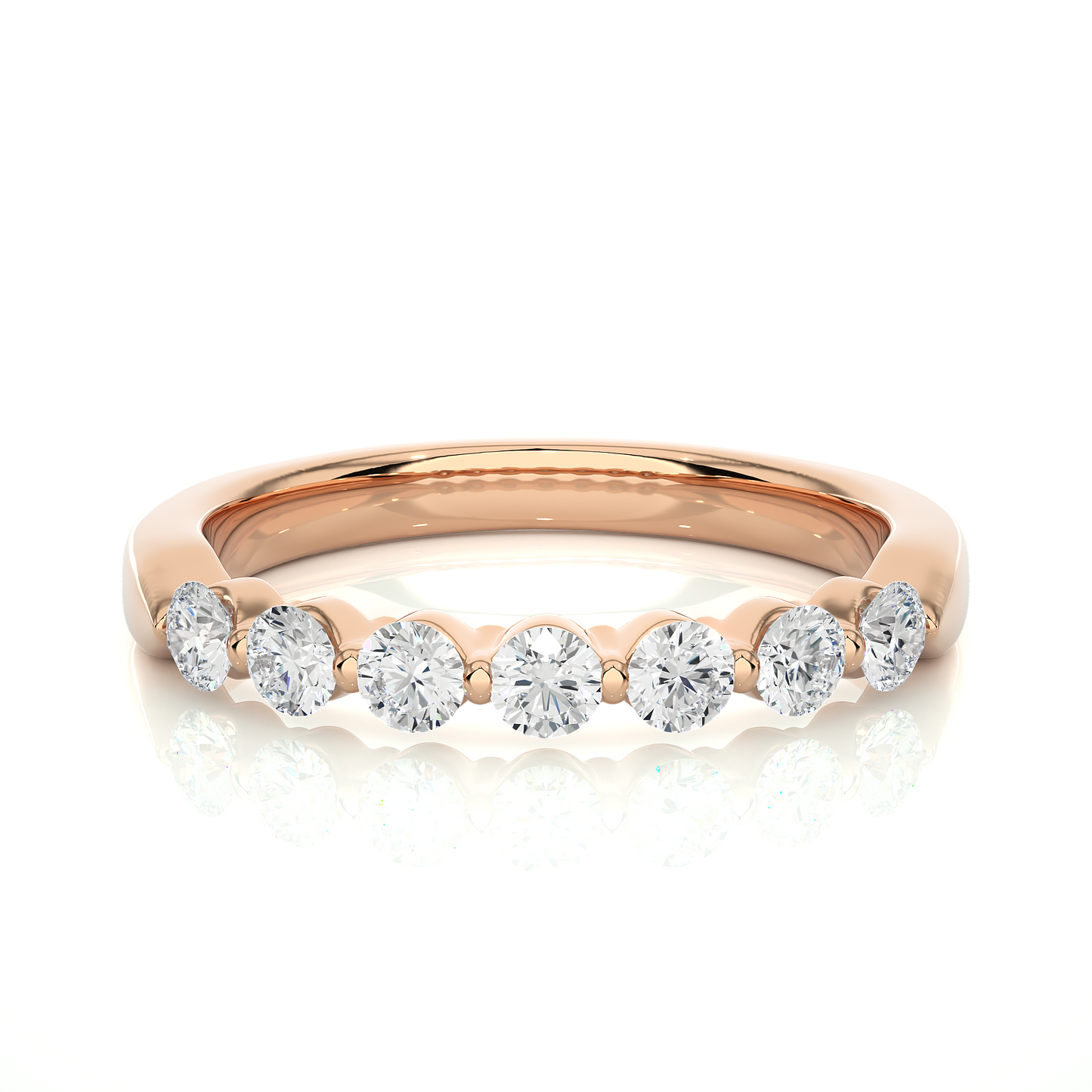 Elegant Round Lab Moissanite Wedding Band Vermeil Ring