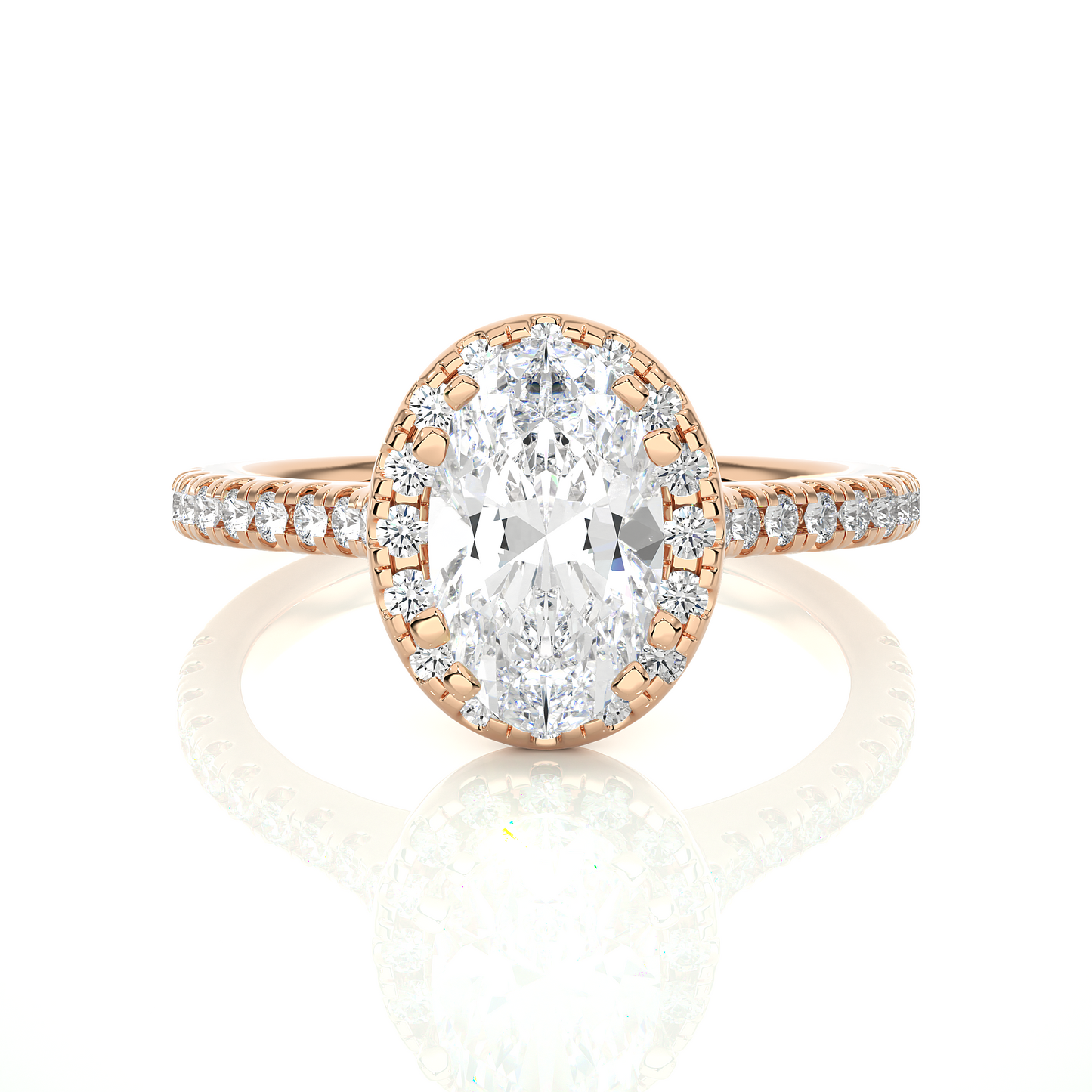 Oval Halo Diamond Moissanite Vermeil Engagement Ring