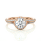 Luxury Split Shank Halo Moissanite Lab Diamond Vermeil Ring